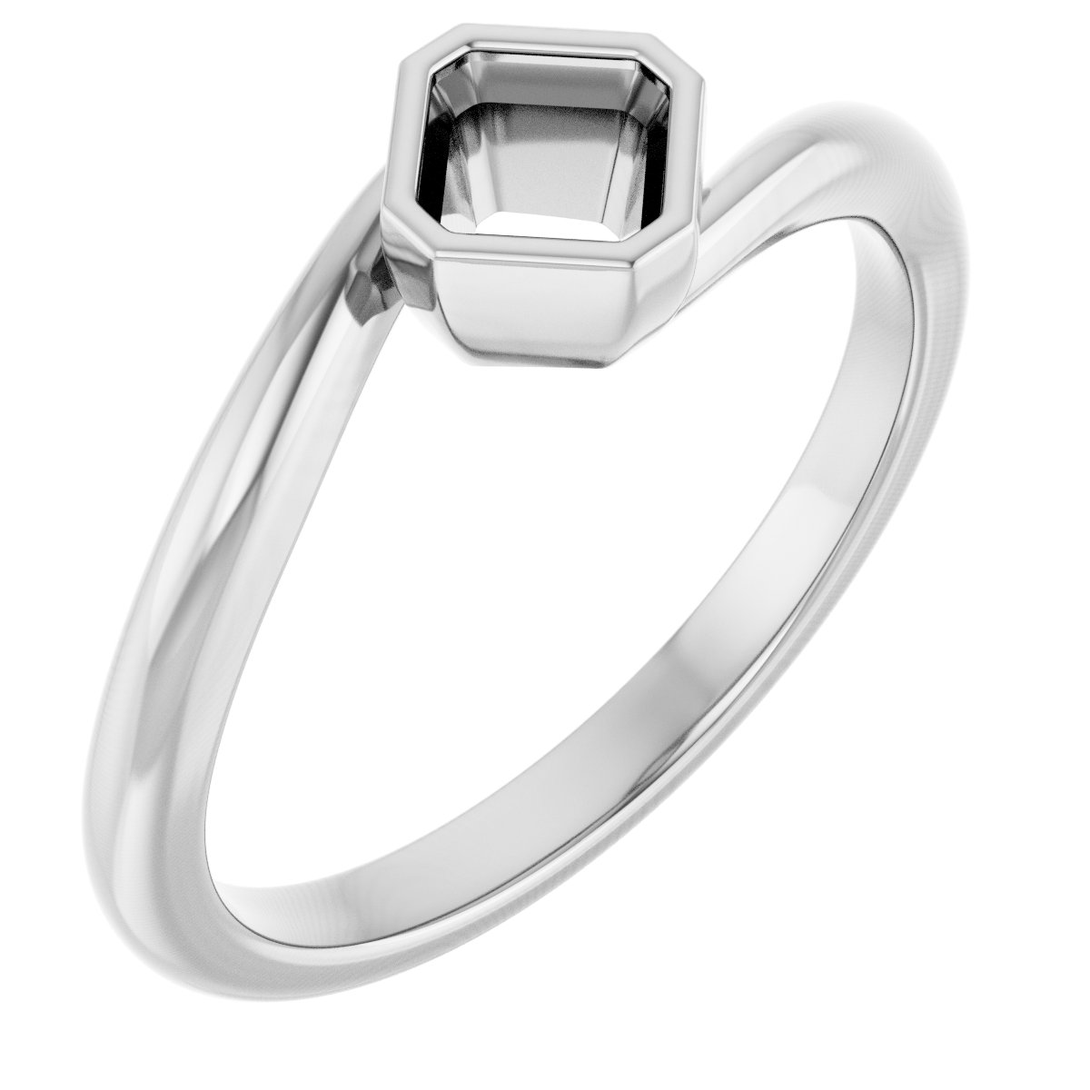 Bezel-Set Solitaire Bypass Ring