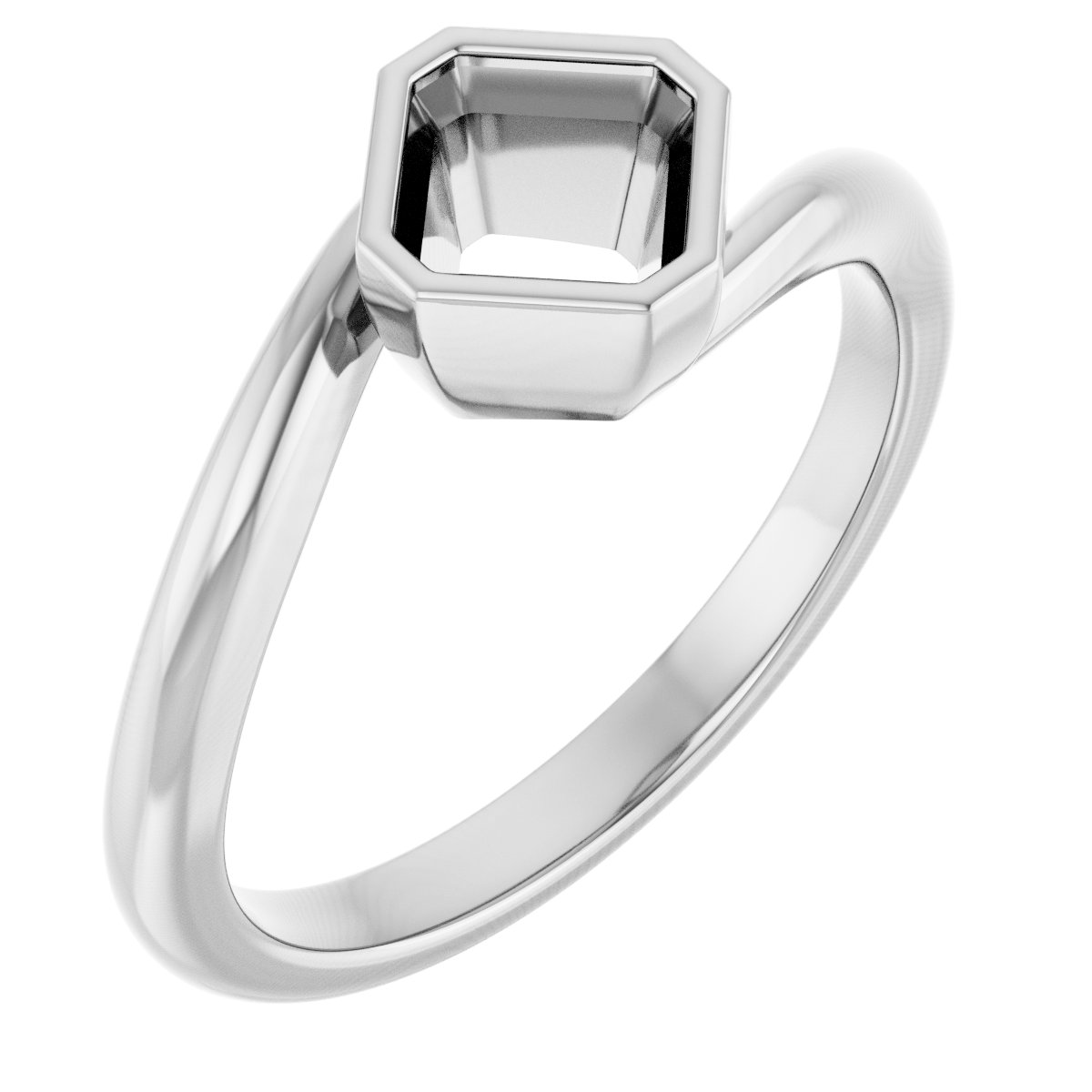 Bezel-Set Solitaire Bypass Ring