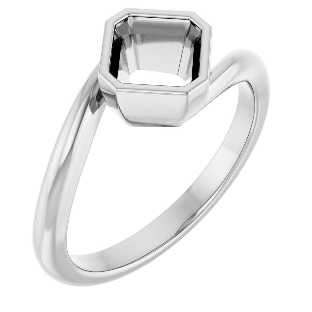 Bezel-Set Solitaire Bypass Ring