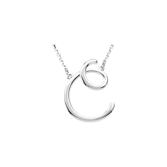 Sterling Silver Script Initial C 16 Necklace