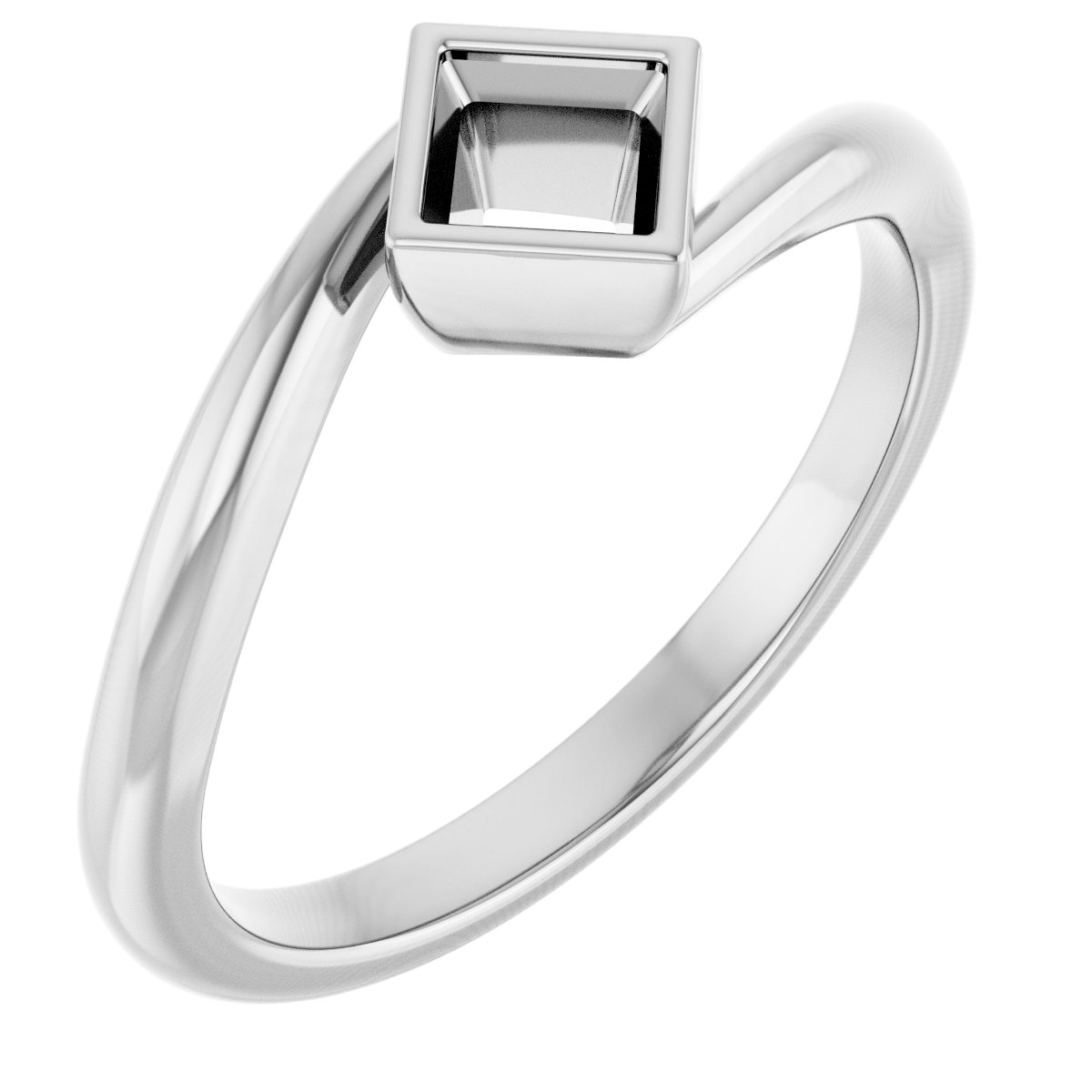 Bezel-Set Solitaire Bypass Ring