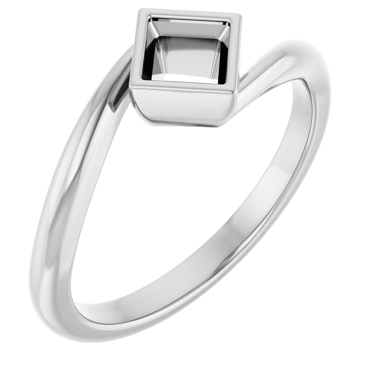Bezel-Set Solitaire Bypass Ring