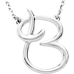 Sterling Silver Script Initial B 16" Necklace