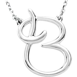 Sterling Silver Script Initial B 16 Necklace