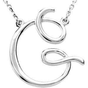 14K White Script Initial G 16