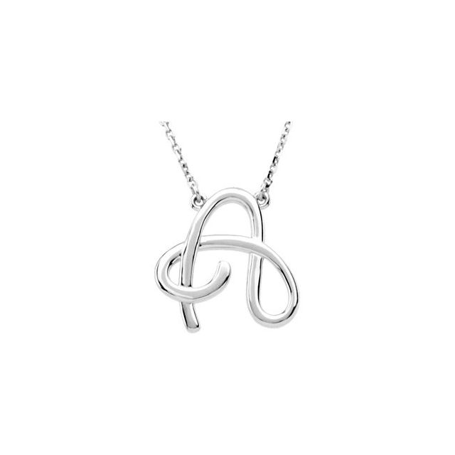 Sterling Silver Script Initial A 16 Necklace