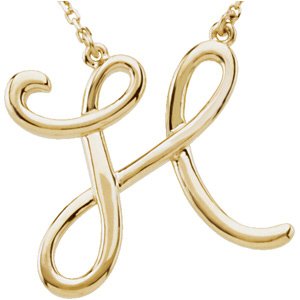 14K Yellow Script Initial H 16" Necklace