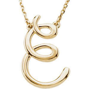 14K Yellow Script Initial E 16