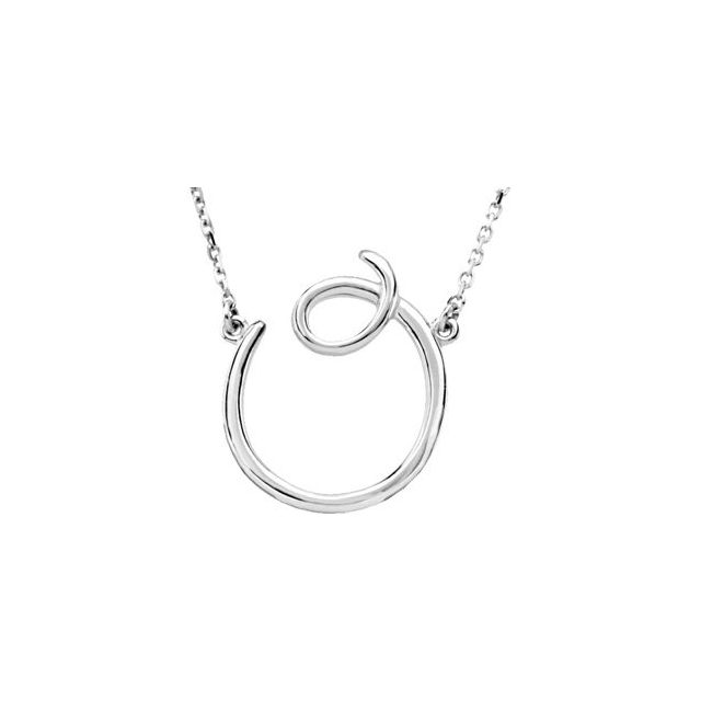 Sterling Silver Script Initial O 16 Necklace