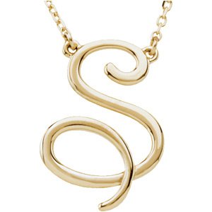 14K Yellow Script Initial S 16" Necklace