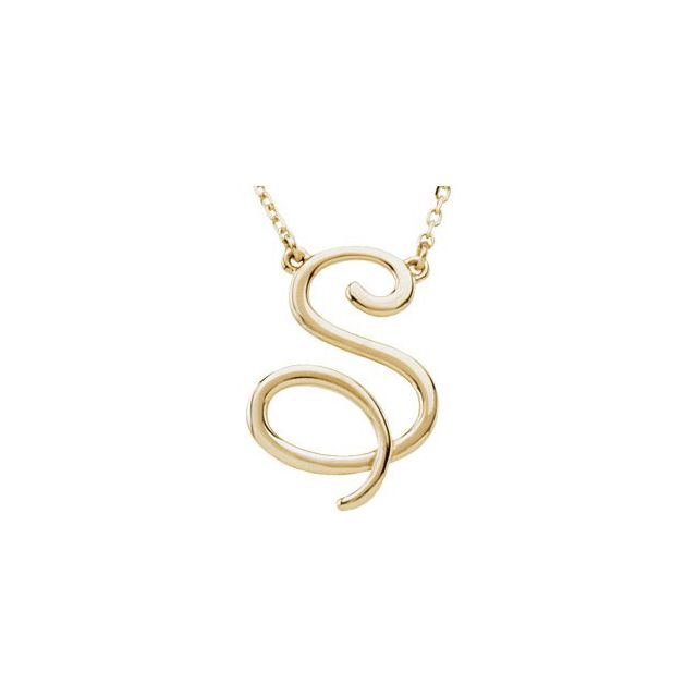 14K Yellow Script Initial S 16 Necklace