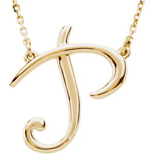 14K Yellow Script Initial P 16" Necklace