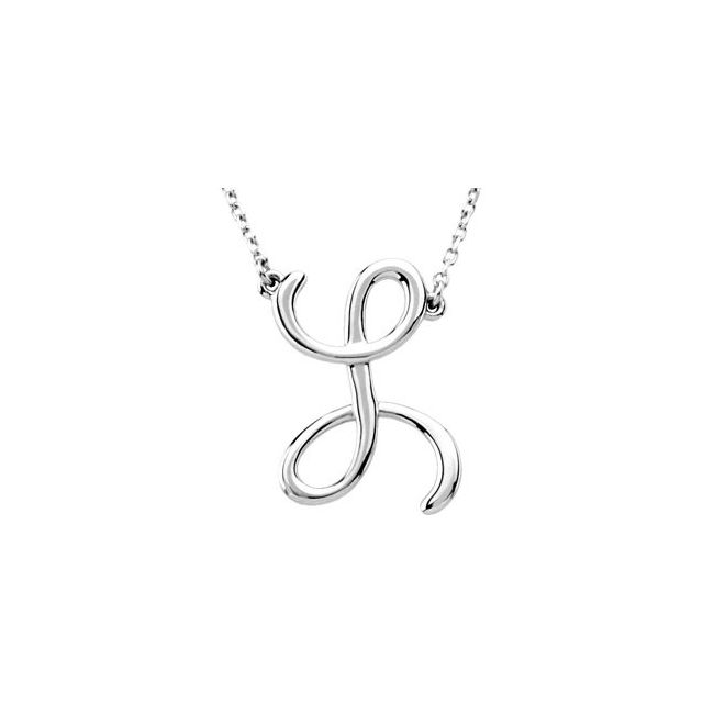 Sterling Silver Script Initial L 16 Necklace