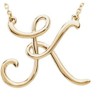 14K Yellow Script Initial K 16