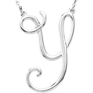 14K White Script Initial Y 16