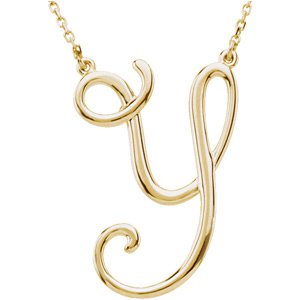 14K Yellow Script Initial Y 16