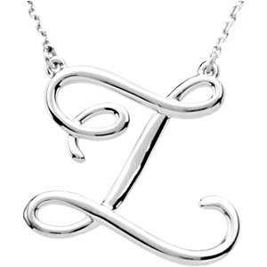 14K White Script Initial Z 16