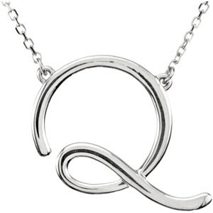 14K White Script Initial Q 16