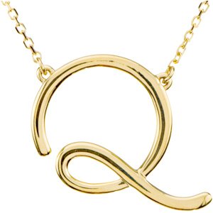 14K Yellow Script Initial Q 16