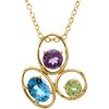14K Yellow Swiss Blue Topaz, Amethyst and Peridot 18 inch Necklace Ref 3005171