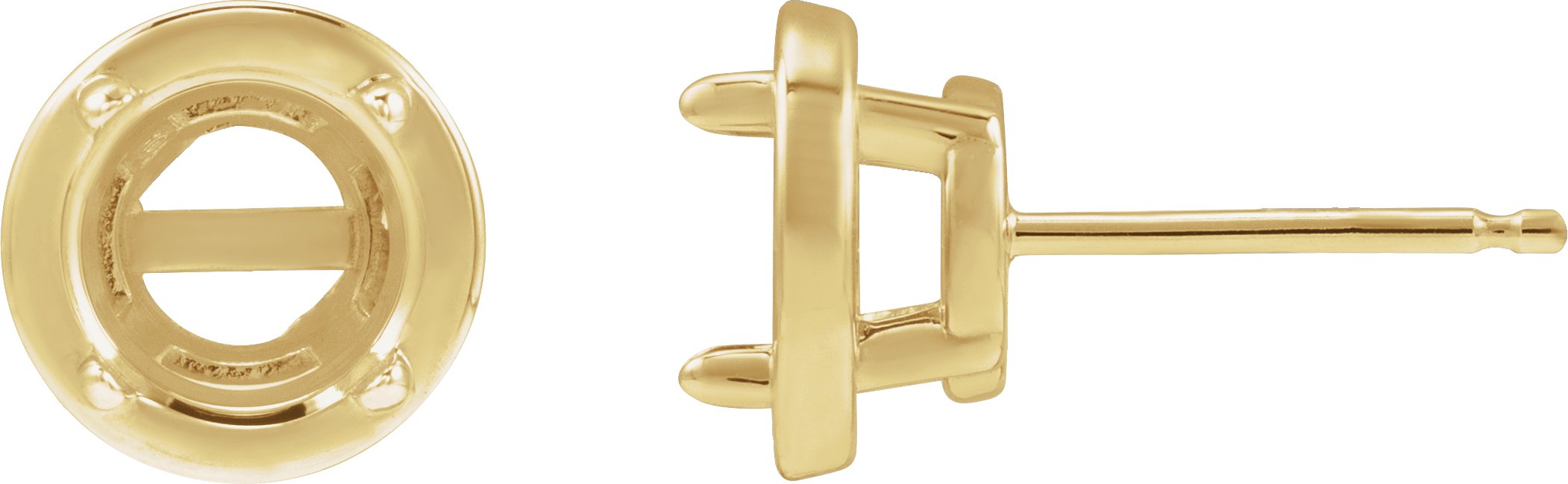 Round Claw-Prong Bezel-Style Stud Earrings
