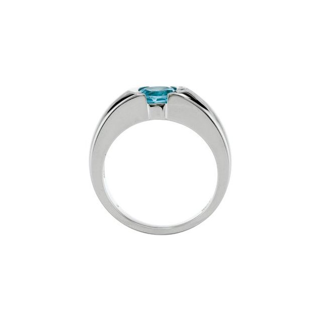 14K White Natural Aquamarine Ring