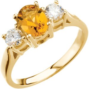 14K Yellow Citrine and .375 CTW Diamond Ring Ref 2766963