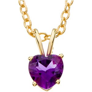 14K Yellow 6 mm Natural Amethyst Heart 18" Necklace