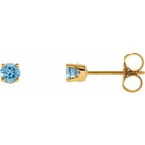 14K Yellow Natural Swiss Blue Topaz Youth Earrings