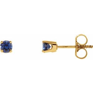 14K Yellow Lab-Grown Blue Sapphire Youth Earrings