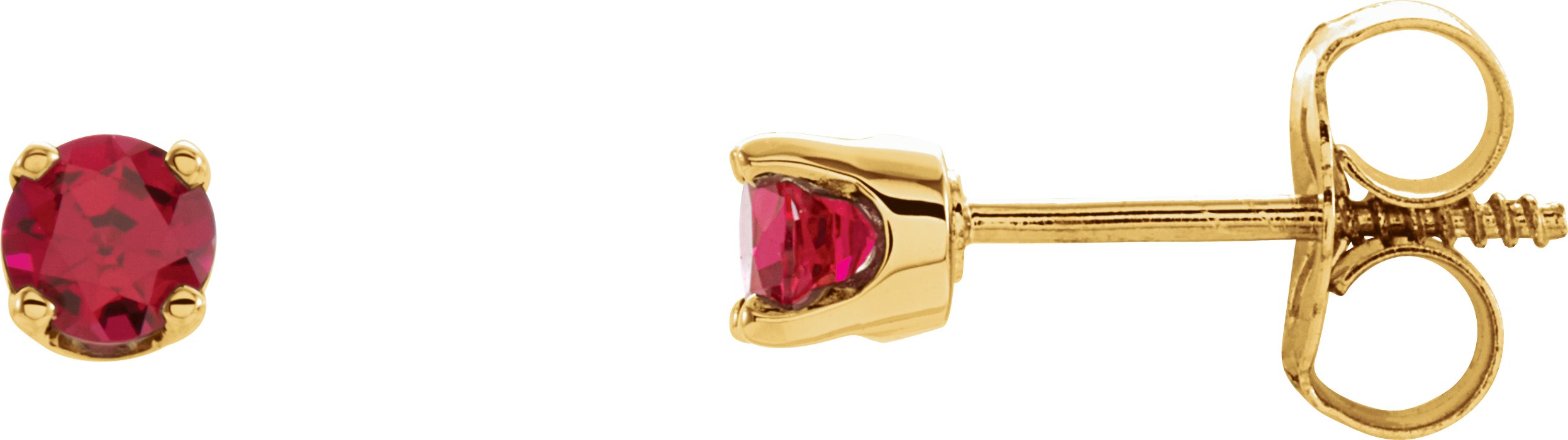 14K Yellow Lab-Grown Ruby Youth Earrings