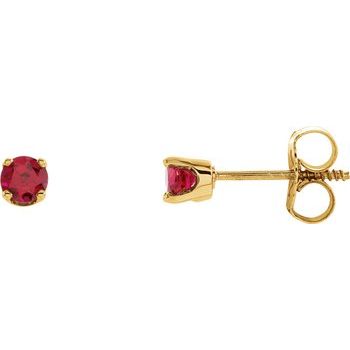14K Yellow Chatham Lab Created Ruby Earrings Ref. 9867573