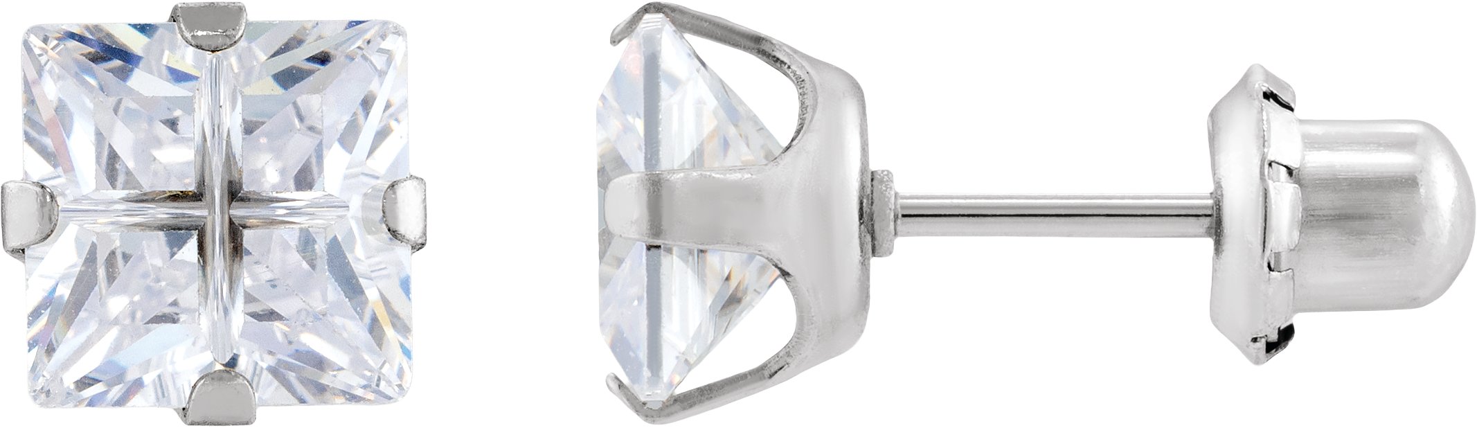 Square 4-Prong Inverness® Piercing Stud Earrings