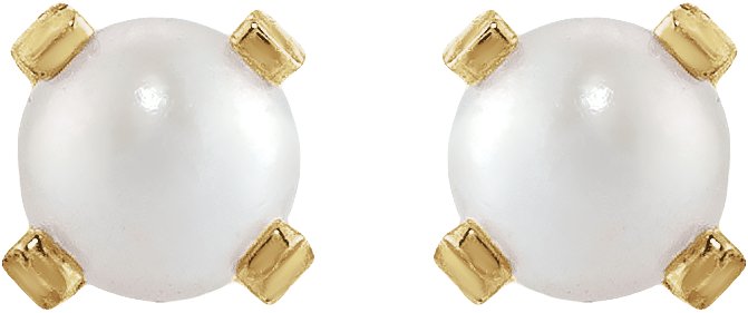 Alternative view of Inverness Imitation Cream Pearl Piercing Earrings – 14K Yellow Gold