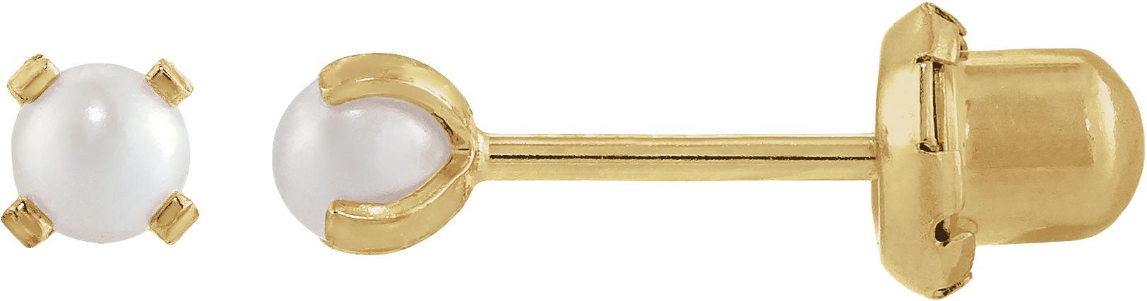 Inverness Imitation Cream Pearl Piercing Earrings – 14K Yellow Gold