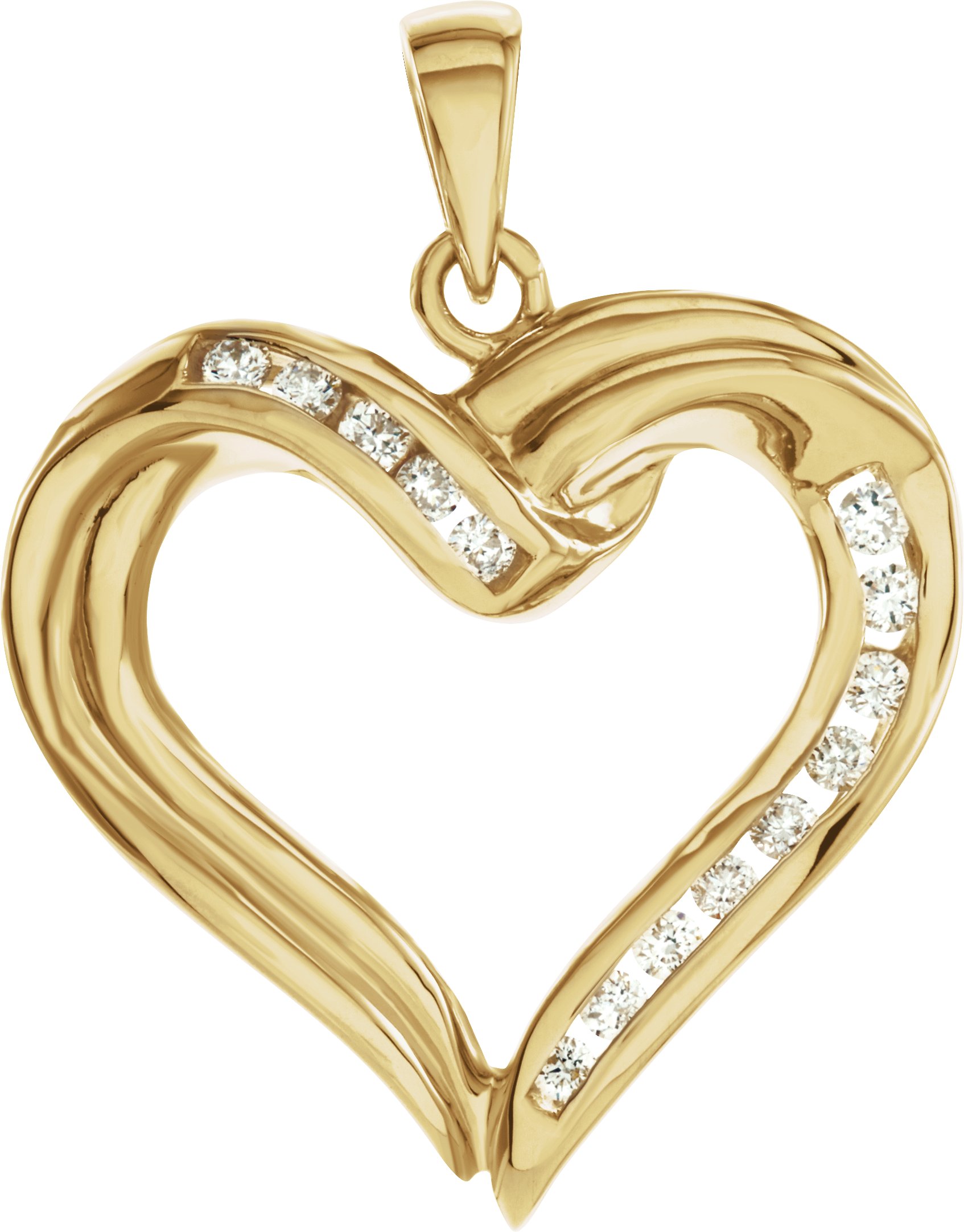 14K Yellow 1/4 CTW Natural Diamond Heart Pendant