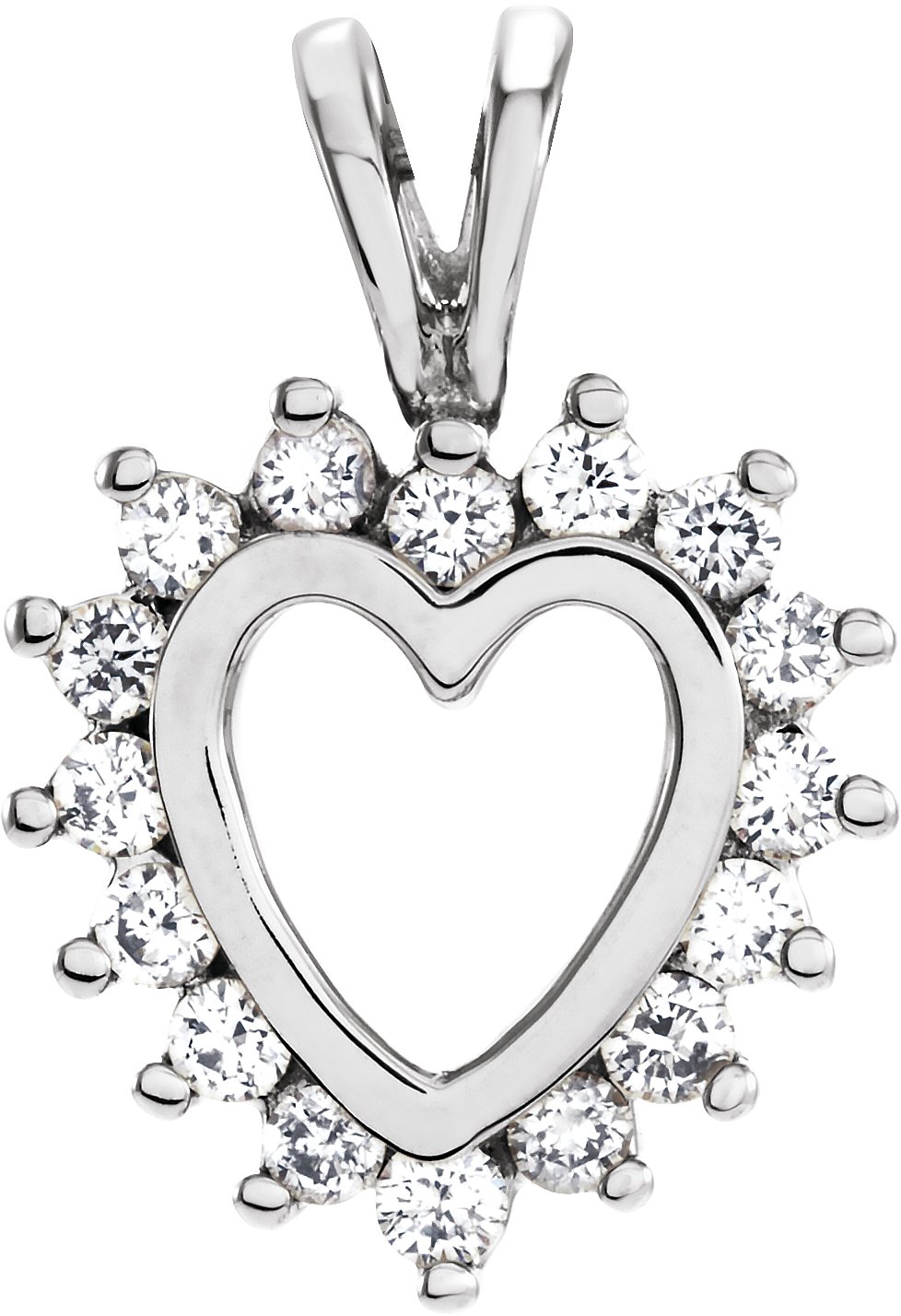 14K White 1/3 CTW Natural Diamond Heart Pendant