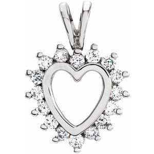 14K White 1/3 CTW Natural Diamond Heart Pendant