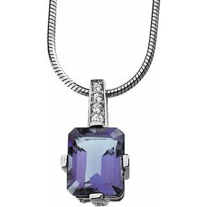Sterling Silver Natural Amethyst & Imitation White Cubic Zirconia 18" Necklace