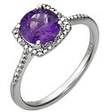 Sterling Silver Natural Amethyst & .01 CTW Natural Diamond Ring 