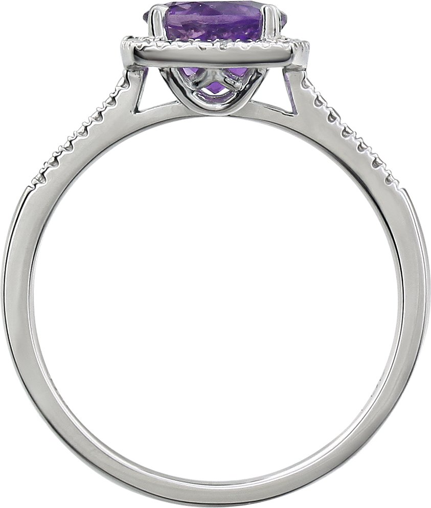 Sterling Silver Natural Amethyst & .01 CTW Natural Diamond Ring 