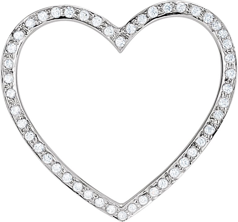 Sterling Silver Imitation White Cubic Zirconia 19x15 mm Heart Pendant