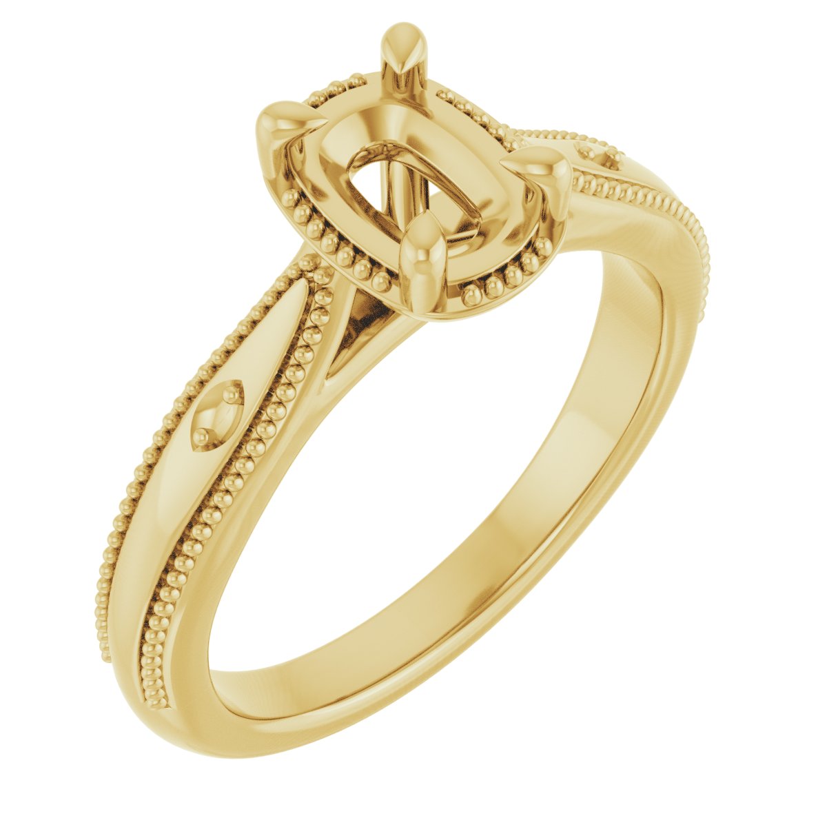 Claw-Prong Accented Milgrain Engagement Ring or Band