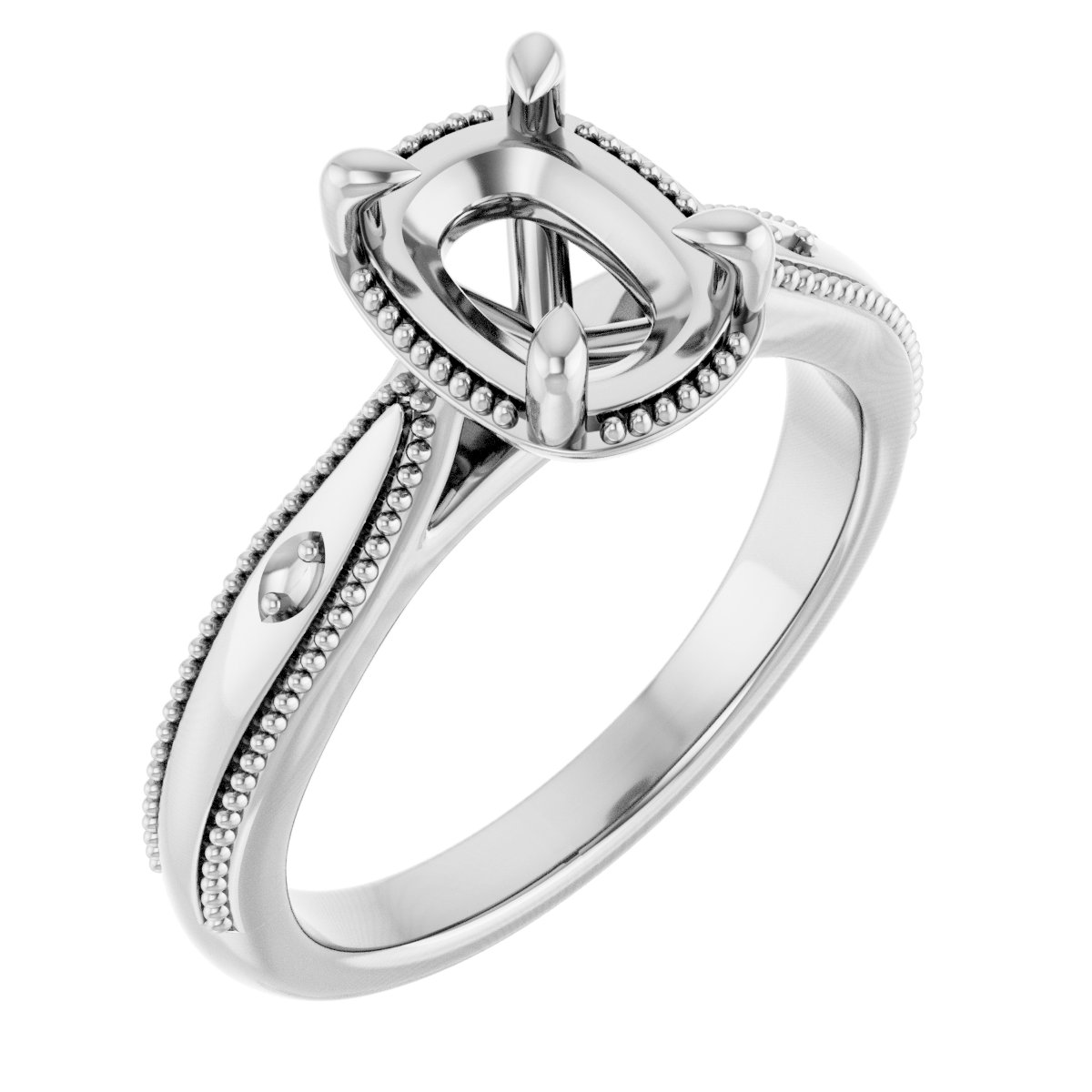 Claw-Prong Accented Milgrain Engagement Ring or Band
