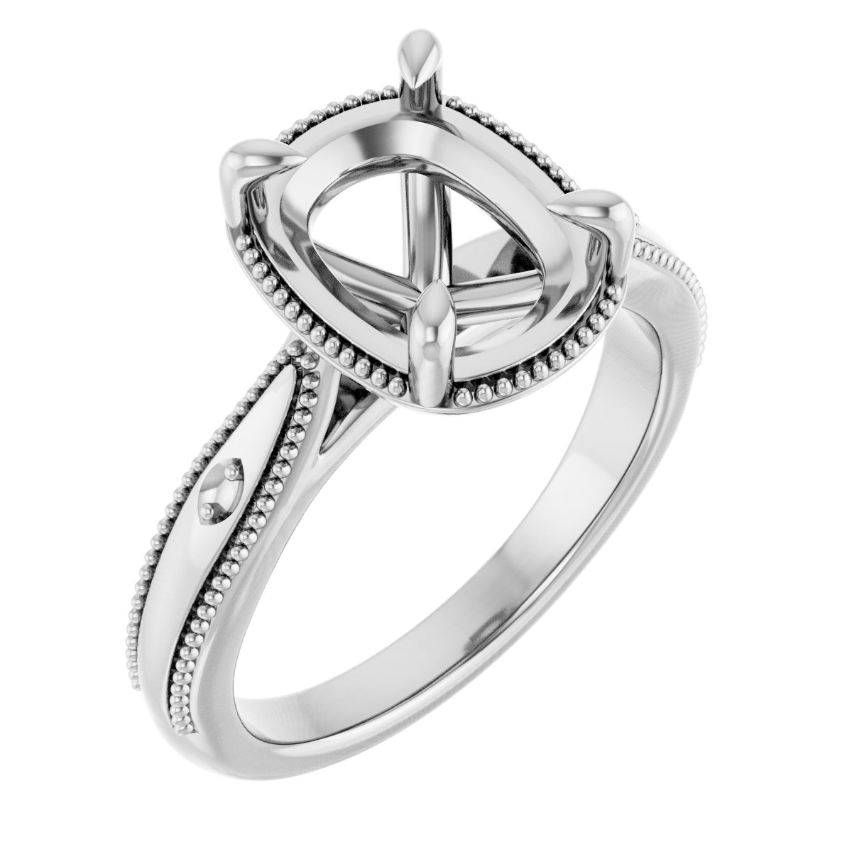 Claw-Prong Accented Milgrain Engagement Ring or Band