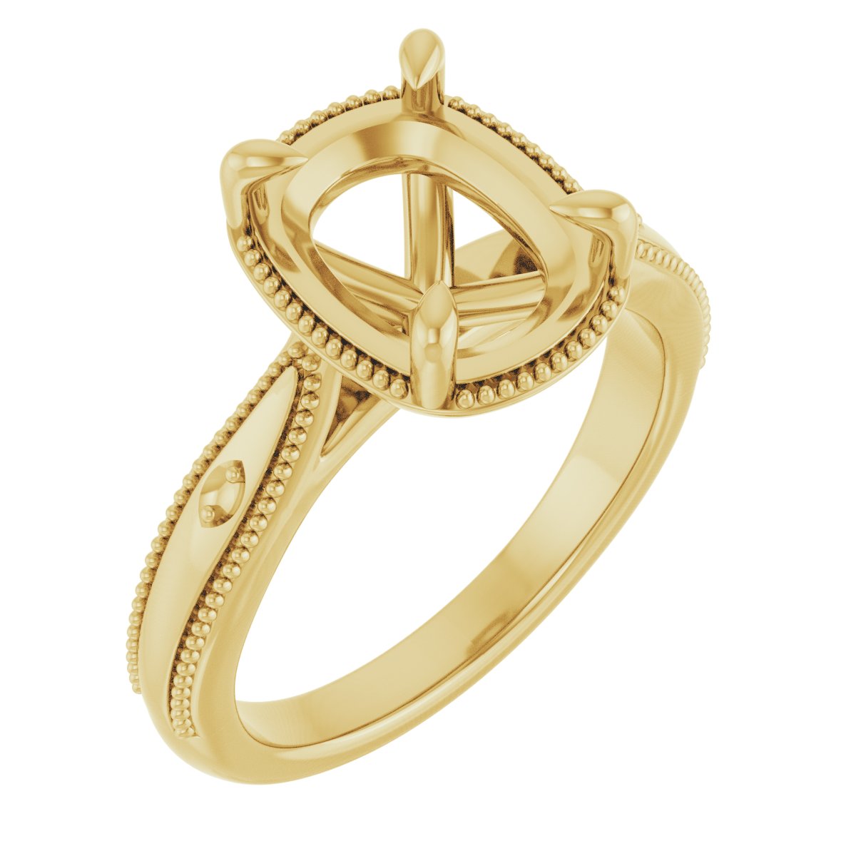 Claw-Prong Accented Milgrain Engagement Ring or Band