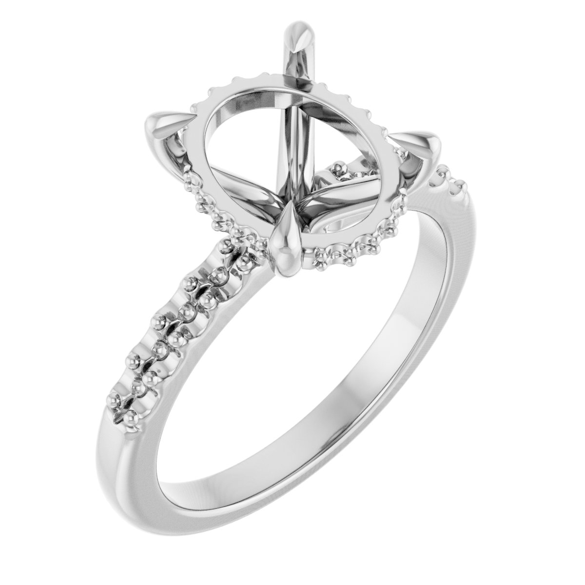 Claw-Prong Hidden Halo-Style Engagement Ring