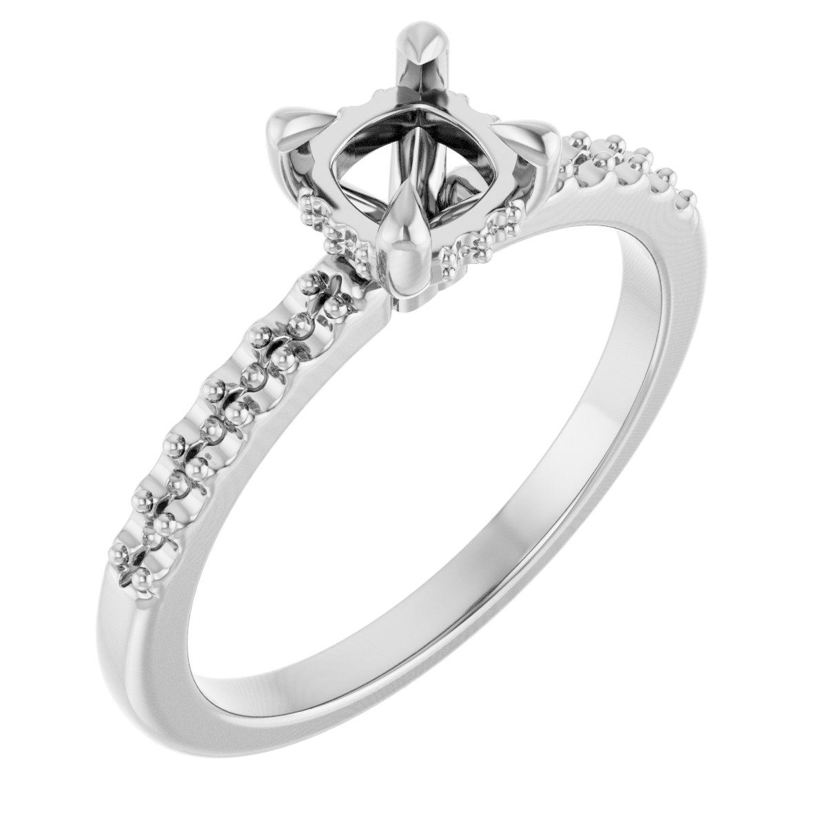 Claw-Prong Hidden Halo-Style Engagement Ring