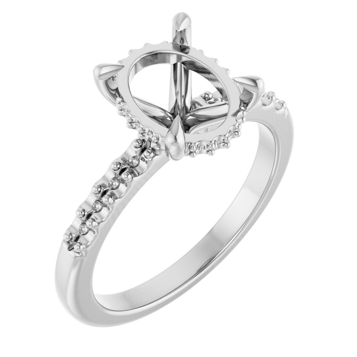Claw-Prong Hidden Halo-Style Engagement Ring