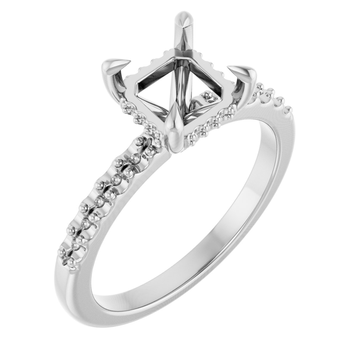 Claw-Prong Hidden Halo-Style Engagement Ring